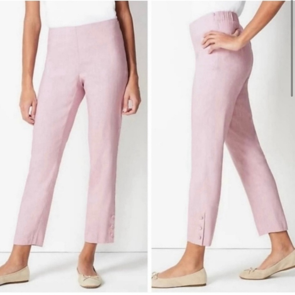 J. Jill Linen Stretch Capri Pants, Orchid/Light Lavender - size Large Petite. Q